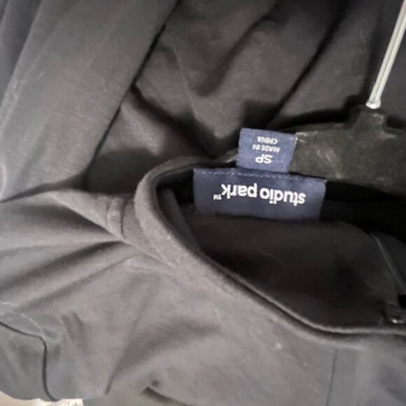 Never worn, Studio Park black maxi dress with large slit , side rouching size SP - Picture 3 of 4